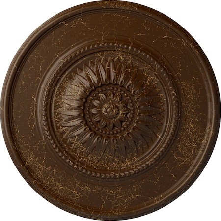 Ekena Millwork Wigan Ceiling Medallion, Hand-Painted Root Beer Crackle, 29 3/4"OD x 1 1/2"P CM29WGRBC